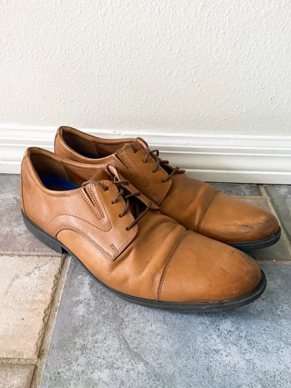 Clarks Mens Cap Toe Oxford Dress Shoes Brown Leather Comfort Size 15